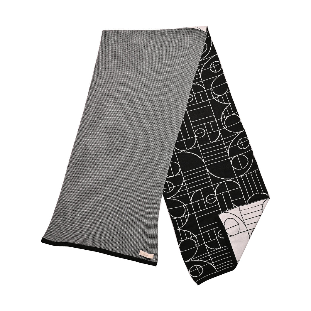 Unisex Play Double Side Scarf - Black, Off White